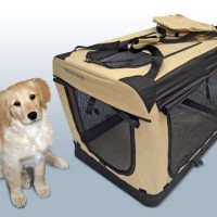 Faltbare-Hunde-Transportbox-Auto-Transportbox-XL-Schwarz-Beige-0