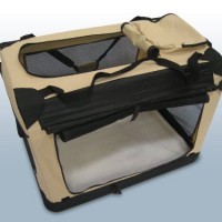 Faltbare-Hunde-Transportbox-Auto-Transportbox-XL-Schwarz-Beige-0-3