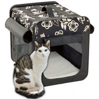 Flori-Falt-Hunde-Transportbox-Hundetransportbox-Katzentransportbox-Hundebox-Floral-Muster-Schwarz-S-bis-M-0-0