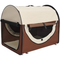 Hundebox-faltbare-Hundetransportbox-Transportbox-fr-Tier-2-Farben-5-Gren-L-70x51x59-cm-kaffeebraun-creme-0-2