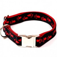 Hundehalsband-Alu-Max-Soft-Nylon-Schwarz-Rote-Pftchen-30-50cm-20mm-mit-Zugentlastung-0