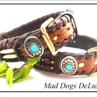 Hundehalsband-echt-Leder-HALSBAND-Handarbeit-Bffelleder-Indianer-Sioux-Style-M-55-0