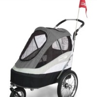 InnoPet-Sporty-Trailer-grau-schwarz-Katzenbuggy-Hundefahrradanhnger-Hundewagen-Luftreifen-INKL-REGENHAUBE-0