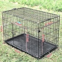 Songmics-L-91-x-58-x-64-cm-Hundebox-Hundekfig-Transportkfig-Transportbox-Gitterbox-Hundegitter-Drahtkfig-Metallkisten-Kfig-faltbar-Schwarz-PPD36H-0-4