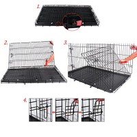 Songmics-L-91-x-58-x-64-cm-Hundebox-Hundekfig-Transportkfig-Transportbox-Gitterbox-Hundegitter-Drahtkfig-Metallkisten-Kfig-faltbar-Schwarz-PPD36H-0-5