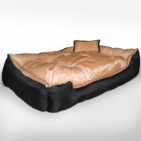 XXL-Hundebett-in-beige-schwarz-120x90x30cm-inkl-Hundekissen-und-Hundedecke-0-0